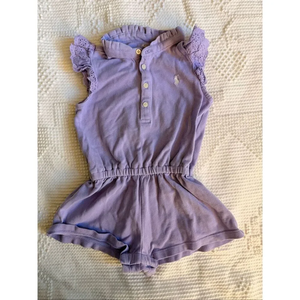 Ralph Lauren Baby Girl Romper 12M Lavender